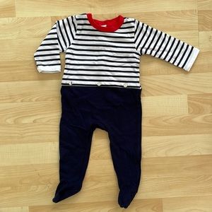 JACADI PARIS Striped Onesie Navy Boys